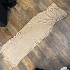 Beige Strapless Maxi Dress